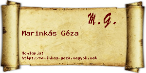 Marinkás Géza névjegykártya